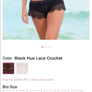 Black crochet lace swim shorts bottom size M